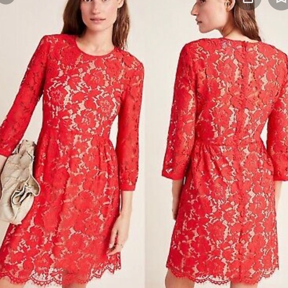 Mare Mare By Anthropologie Persephone red lace mini dress - Picture 7 of 7